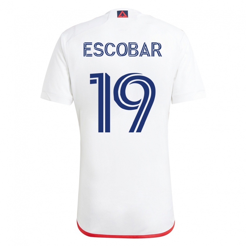 Kandiny Miesten Olger Escobar #19 Valkoinen Punainen Vieraspaita 2023/24 Lyhythihainen Paita T-Paita