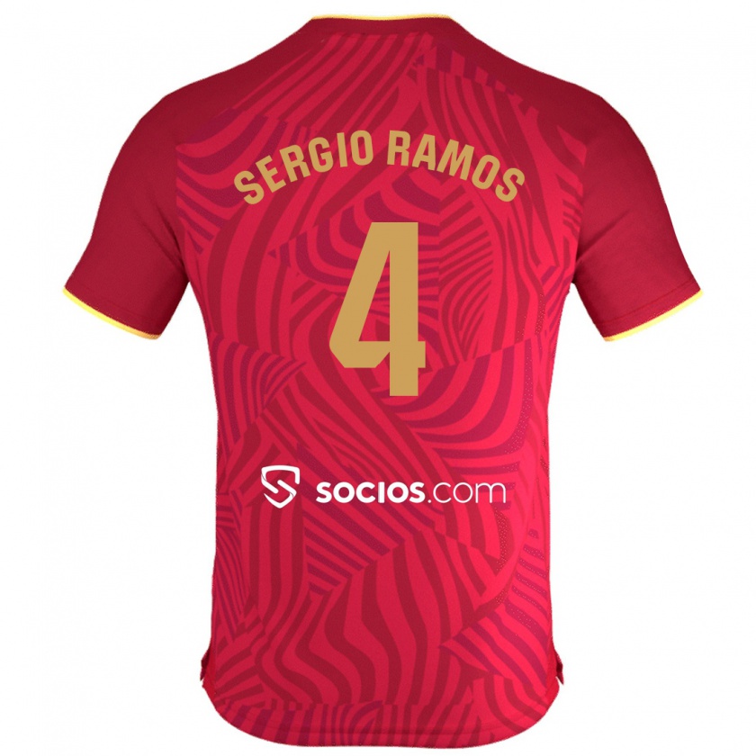 Kandiny Miesten Sergio Ramos #4 Punainen Vieraspaita 2023/24 Lyhythihainen Paita T-Paita