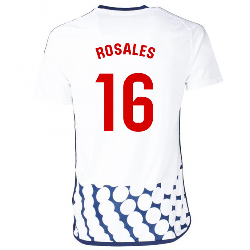 Kandiny Naisten Diego Rosales #16 Valkoinen Vieraspaita 2023/24 Lyhythihainen Paita T-Paita