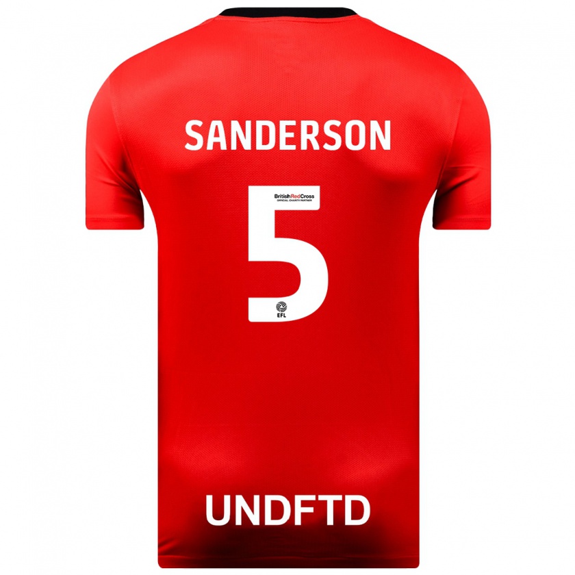 Kandiny Lapset Dion Sanderson #5 Punainen Vieraspaita 2023/24 Lyhythihainen Paita T-Paita