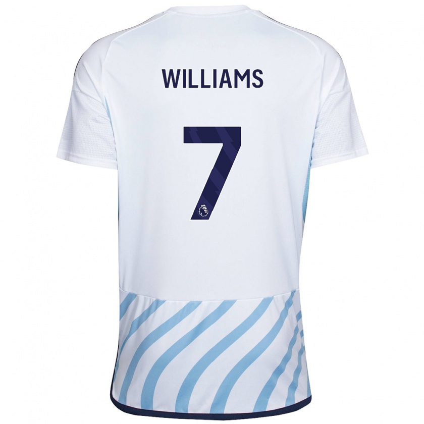 Kandiny Lapset Neco Williams #7 Valkoinen Sininen Vieraspaita 2023/24 Lyhythihainen Paita T-Paita