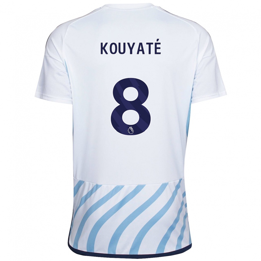 Kandiny Lapset Cheikhou Kouyaté #8 Valkoinen Sininen Vieraspaita 2023/24 Lyhythihainen Paita T-Paita