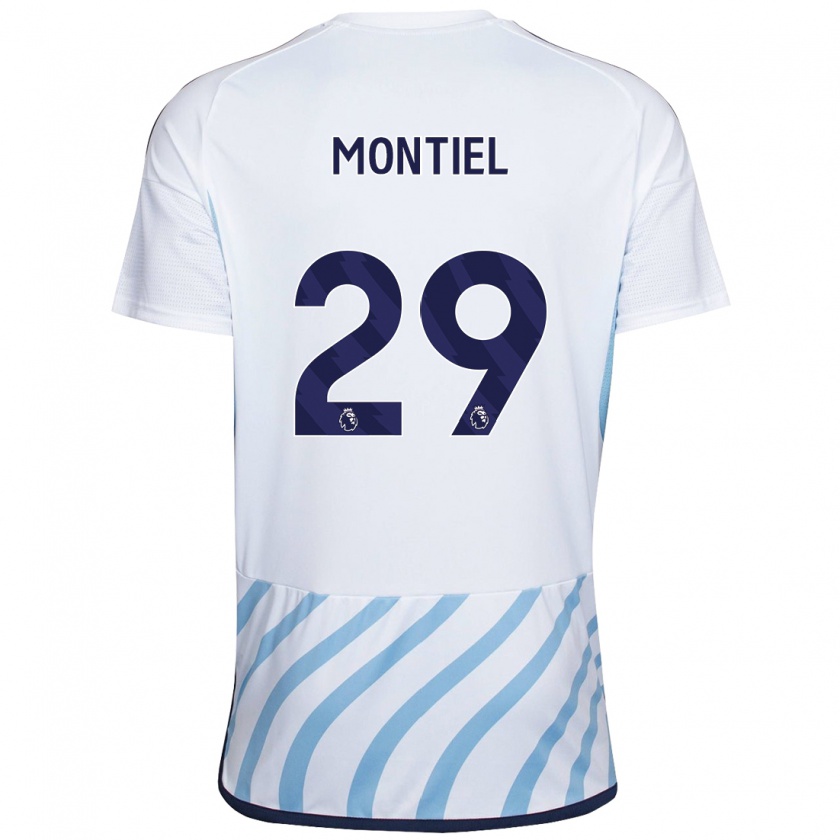 Kandiny Lapset Gonzalo Montiel #29 Valkoinen Sininen Vieraspaita 2023/24 Lyhythihainen Paita T-Paita