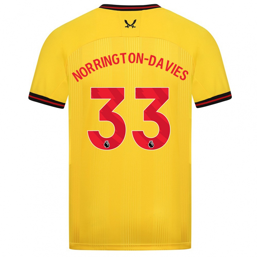 Kandiny Lapset Rhys Norrington-Davies #33 Keltainen Vieraspaita 2023/24 Lyhythihainen Paita T-Paita