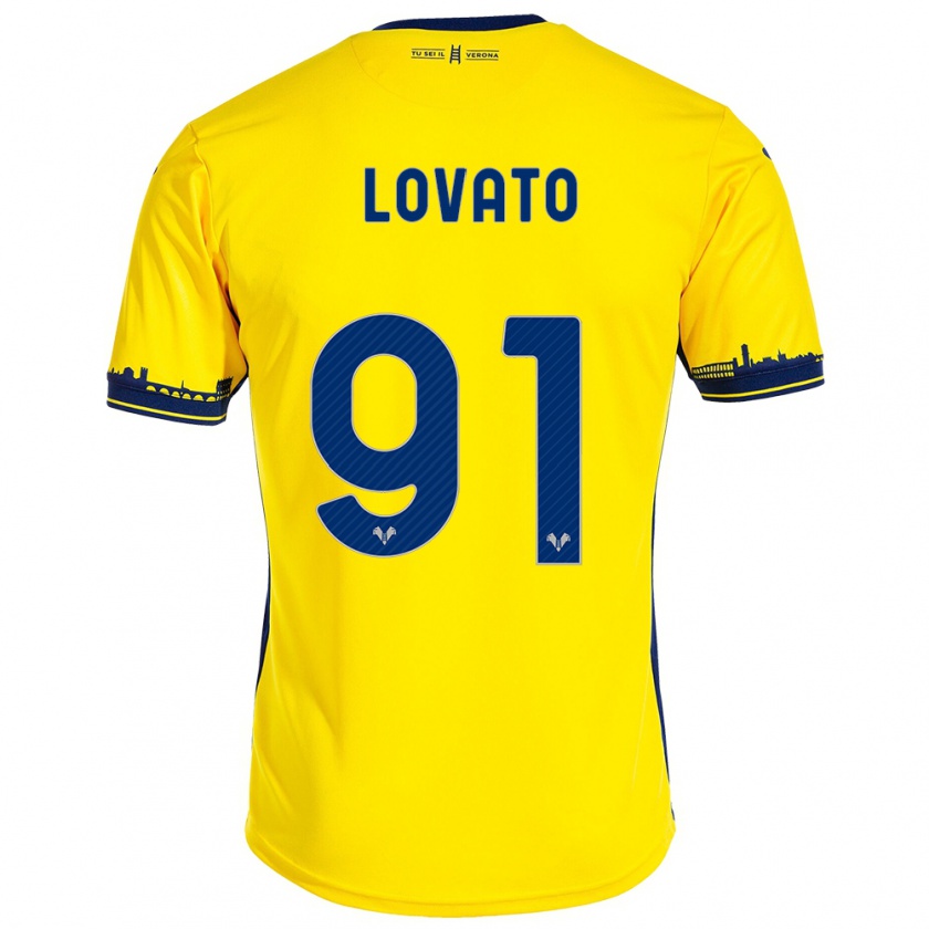 Kandiny Miesten Enrico Lovato #91 Keltainen Vieraspaita 2023/24 Lyhythihainen Paita T-Paita