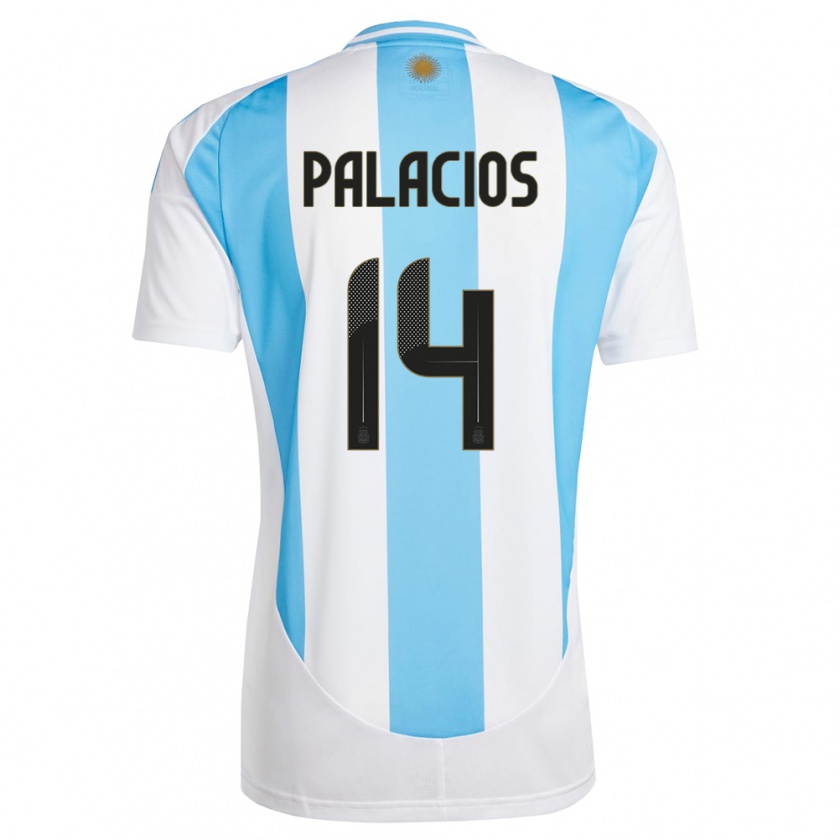 Kandiny Lapset Argentiina Exequiel Palacios #14 Valkoinen Sininen Kotipaita 24-26 Lyhythihainen Paita T-Paita