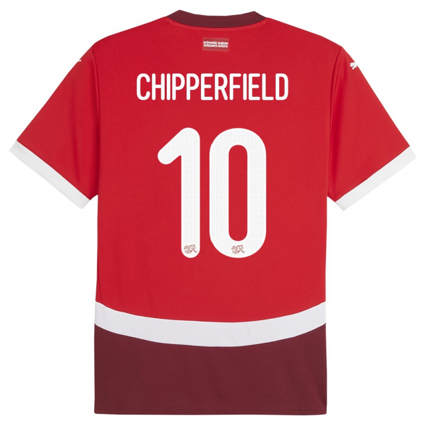 Kandiny Lapset Sveitsi Liam Chipperfield #10 Punainen Kotipaita 24-26 Lyhythihainen Paita T-Paita