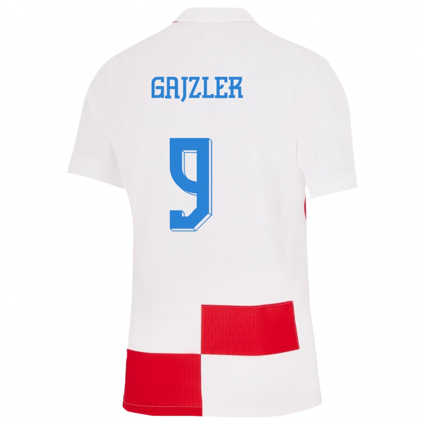 Kandiny Lapset Kroatia Niko Gajzler #9 Valkoinen Punainen Kotipaita 24-26 Lyhythihainen Paita T-Paita