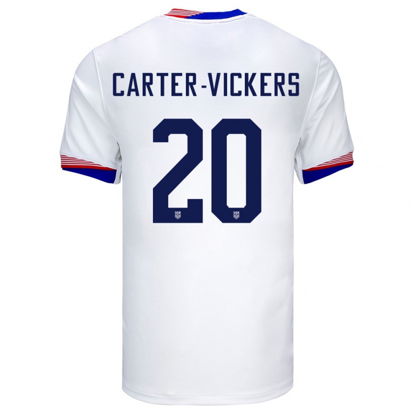 Kandiny Lapset Yhdysvallat Cameron Carter-Vickers #20 Valkoinen Kotipaita 24-26 Lyhythihainen Paita T-Paita