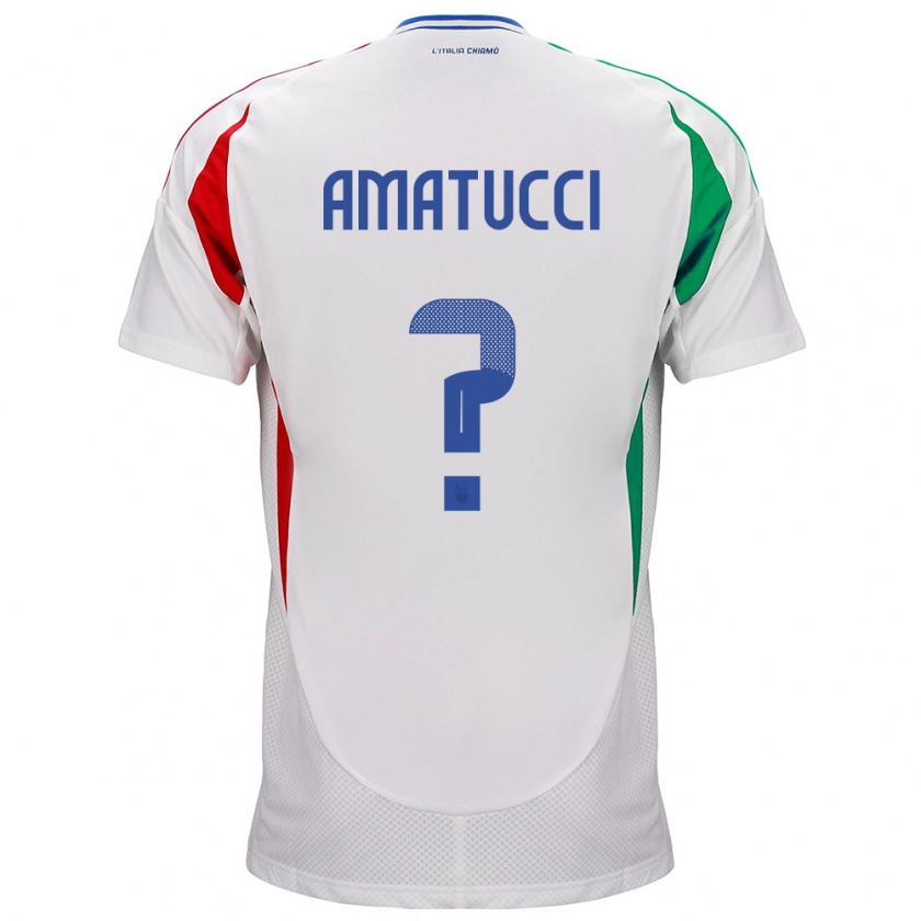 Kandiny Lapset Italia Lorenzo Amatucci #0 Valkoinen Vieraspaita 24-26 Lyhythihainen Paita T-Paita