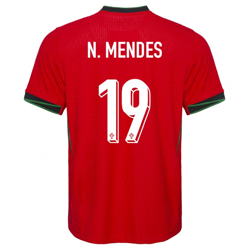 Kandiny Miesten Portugali Nuno Mendes #19 Punainen Kotipaita 24-26 Lyhythihainen Paita T-Paita