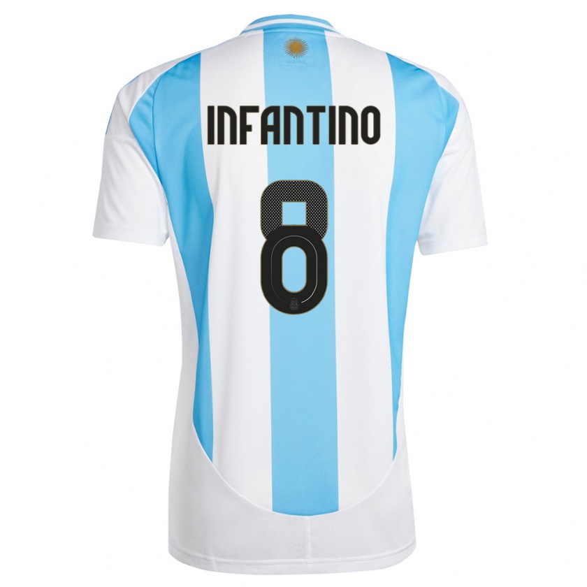 Kandiny Miesten Argentiina Gino Infantino #8 Valkoinen Sininen Kotipaita 24-26 Lyhythihainen Paita T-Paita