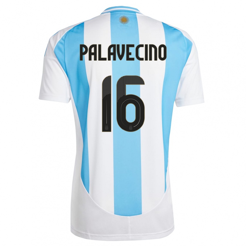 Kandiny Miesten Argentiina Nicolas Palavecino #16 Valkoinen Sininen Kotipaita 24-26 Lyhythihainen Paita T-Paita