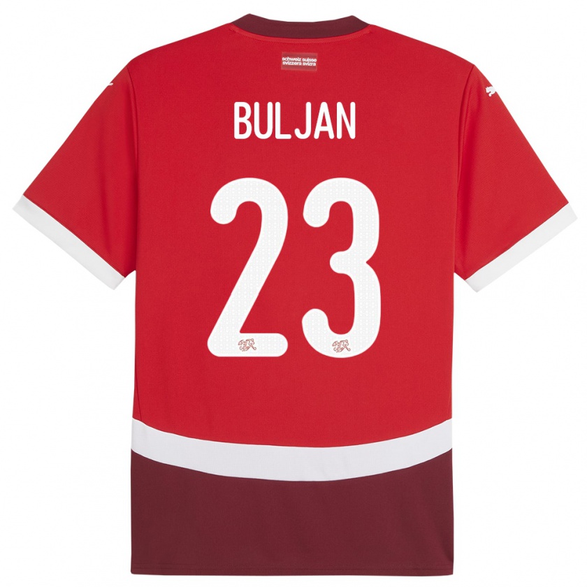 Kandiny Miesten Sveitsi Leo Buljan #23 Punainen Kotipaita 24-26 Lyhythihainen Paita T-Paita