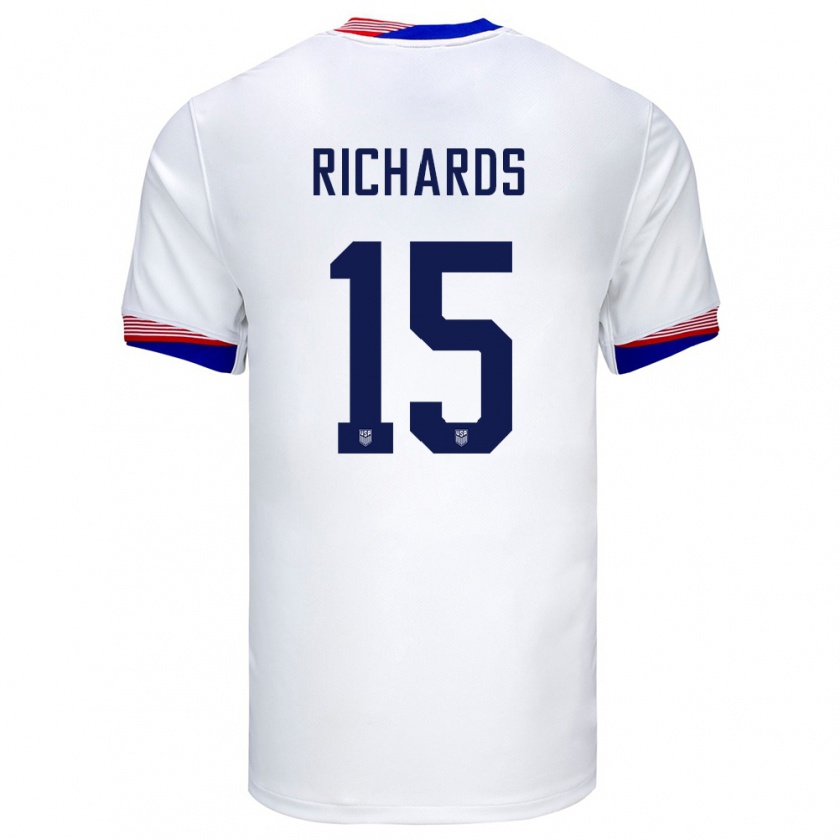 Kandiny Miesten Yhdysvallat Chris Richards #15 Valkoinen Kotipaita 24-26 Lyhythihainen Paita T-Paita