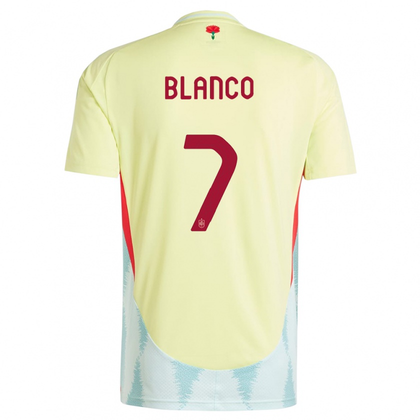 Kandiny Miesten Espanja Fabio Blanco #7 Keltainen Vieraspaita 24-26 Lyhythihainen Paita T-Paita