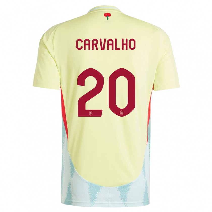 Kandiny Miesten Espanja Miguel Carvalho #20 Keltainen Vieraspaita 24-26 Lyhythihainen Paita T-Paita
