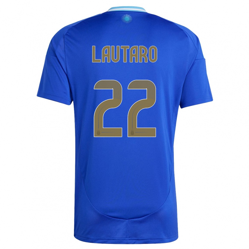 Kandiny Miesten Argentiina Lautaro Martinez #22 Sininen Vieraspaita 24-26 Lyhythihainen Paita T-Paita