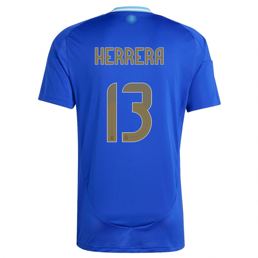 Kandiny Miesten Argentiina Marcelo Herrera #13 Sininen Vieraspaita 24-26 Lyhythihainen Paita T-Paita