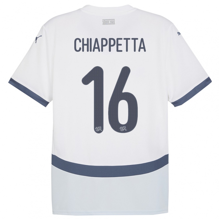 Kandiny Miesten Sveitsi Carmine Chiappetta #16 Valkoinen Vieraspaita 24-26 Lyhythihainen Paita T-Paita