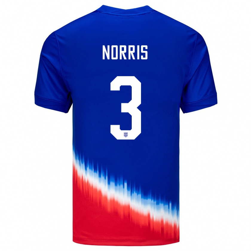 Kandiny Miesten Yhdysvallat Nolan Norris #3 Sininen Vieraspaita 24-26 Lyhythihainen Paita T-Paita