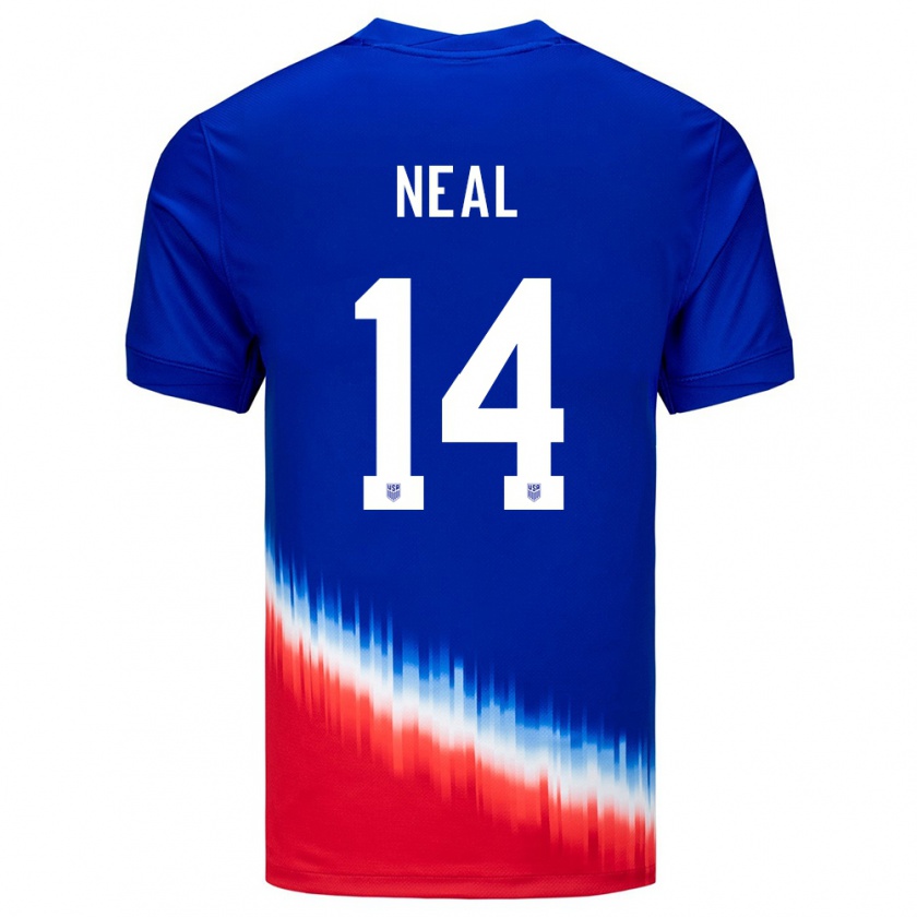 Kandiny Miesten Yhdysvallat Jalen Neal #14 Sininen Vieraspaita 24-26 Lyhythihainen Paita T-Paita