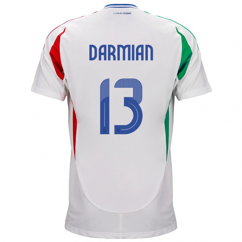 Kandiny Miesten Italia Matteo Darmian #13 Valkoinen Vieraspaita 24-26 Lyhythihainen Paita T-Paita