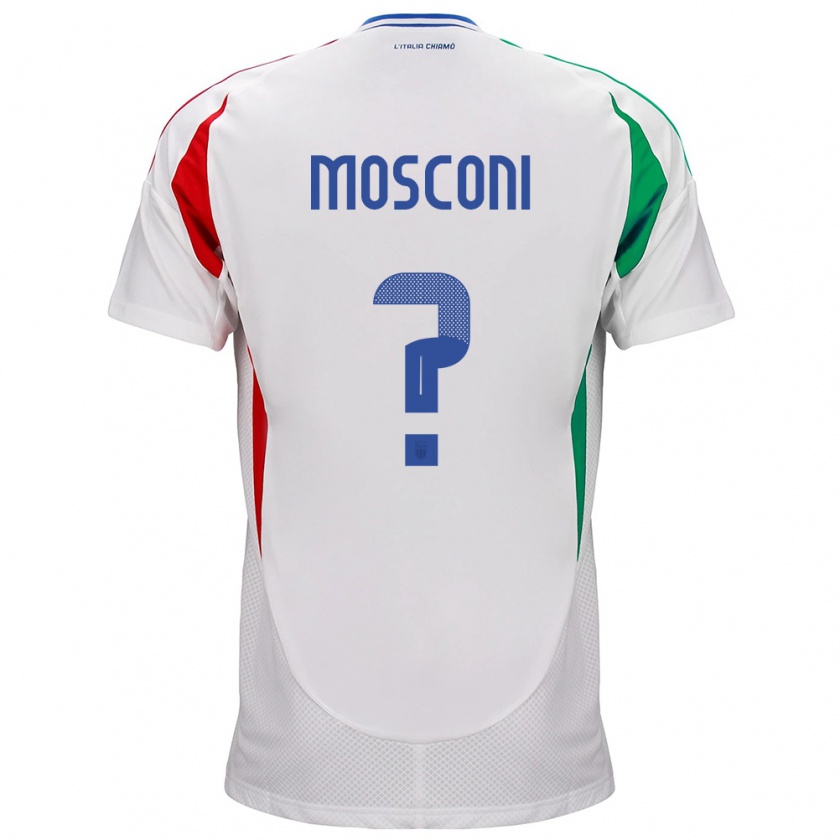 Kandiny Miesten Italia Mattia Mosconi #0 Valkoinen Vieraspaita 24-26 Lyhythihainen Paita T-Paita