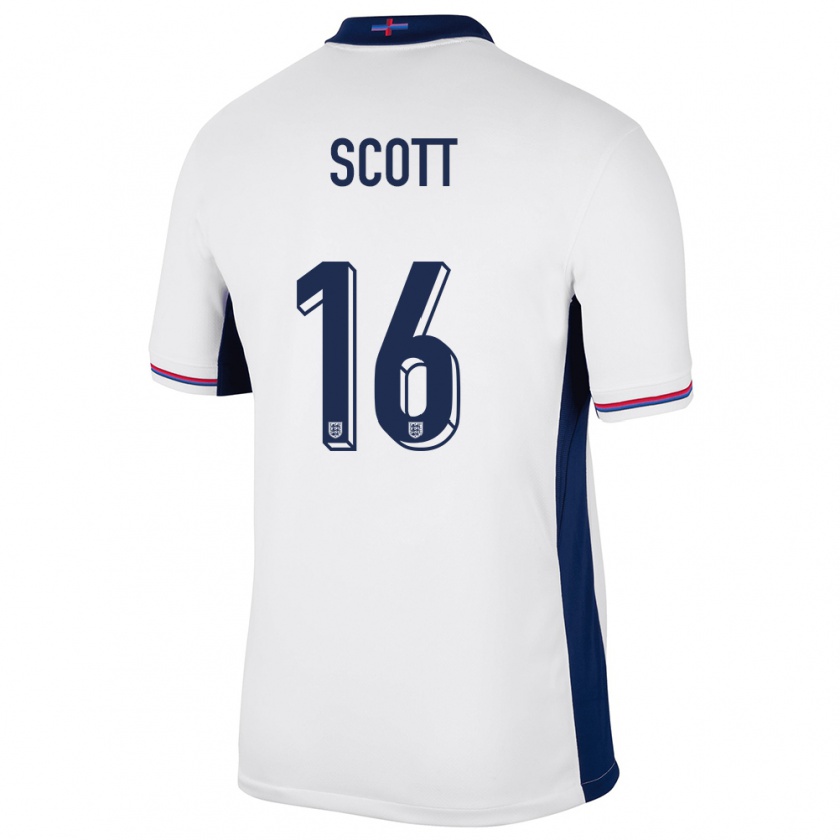 Kandiny Naisten Englanti Jill Scott #16 Valkoinen Kotipaita 24-26 Lyhythihainen Paita T-Paita