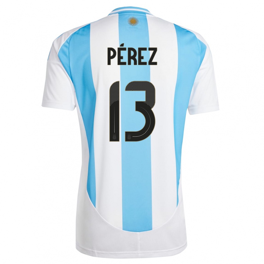 Kandiny Naisten Argentiina Nehuen Perez #13 Valkoinen Sininen Kotipaita 24-26 Lyhythihainen Paita T-Paita