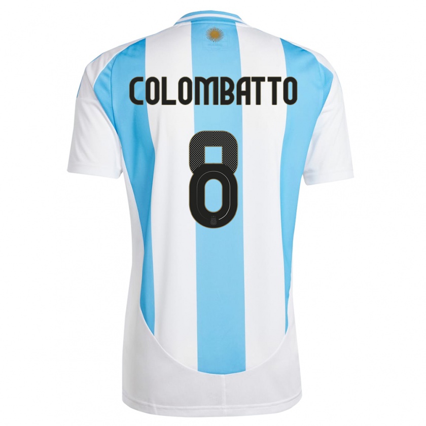 Kandiny Naisten Argentiina Santiago Colombatto #8 Valkoinen Sininen Kotipaita 24-26 Lyhythihainen Paita T-Paita