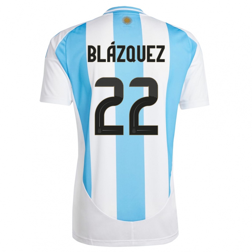 Kandiny Naisten Argentiina Joaquin Blazquez #22 Valkoinen Sininen Kotipaita 24-26 Lyhythihainen Paita T-Paita