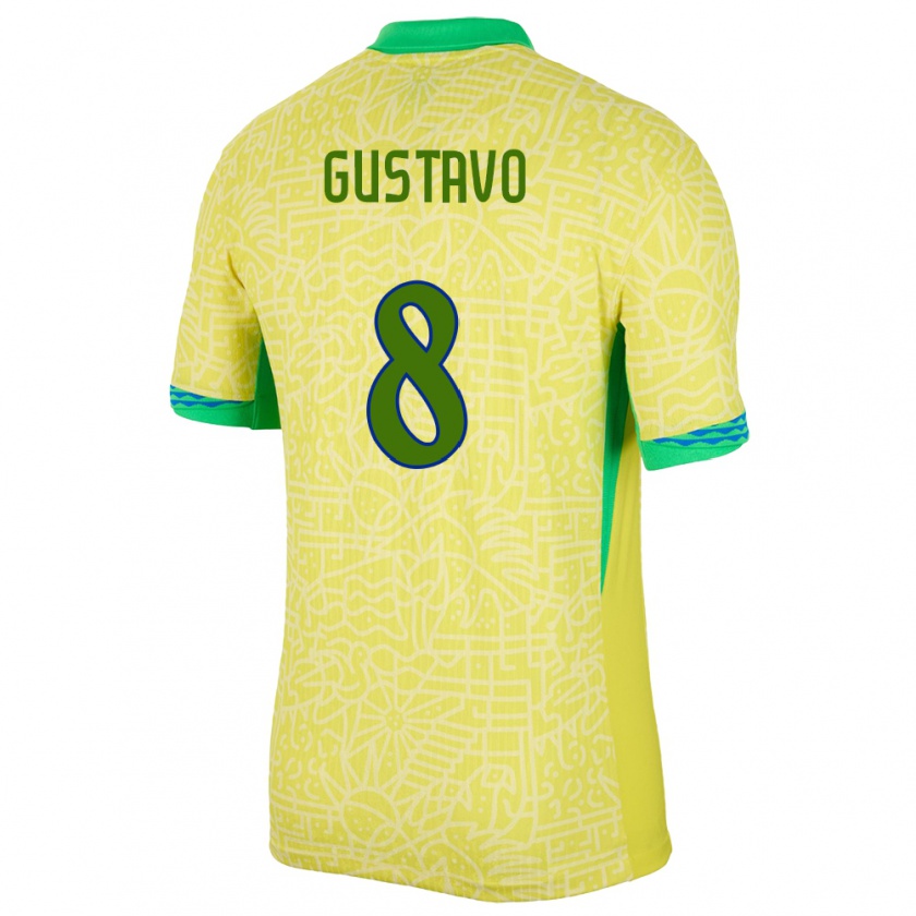 Kandiny Naisten Brasilia Luiz Gustavo #8 Keltainen Kotipaita 24-26 Lyhythihainen Paita T-Paita