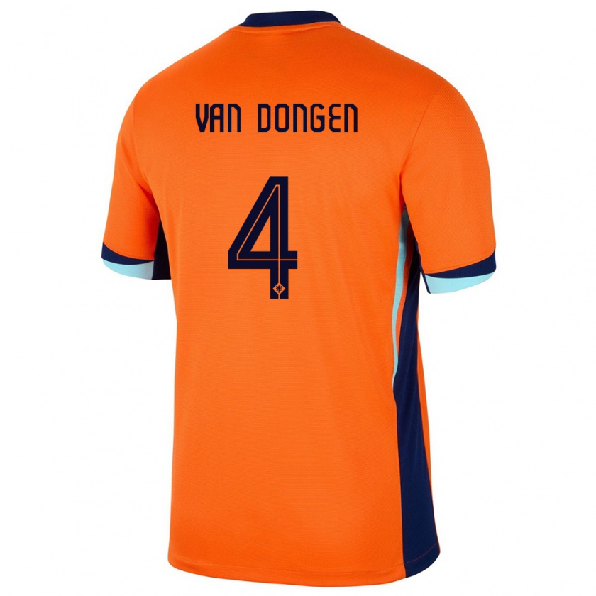 Kandiny Naisten Alankomaat Merel Van Dongen #4 Oranssi Kotipaita 24-26 Lyhythihainen Paita T-Paita