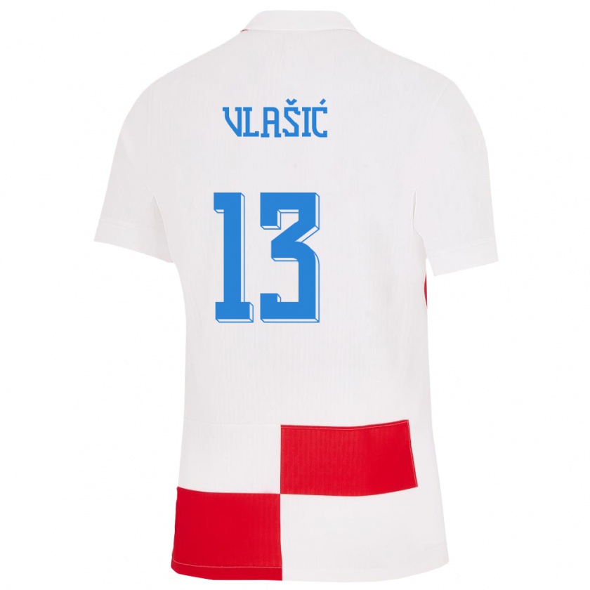 Kandiny Naisten Kroatia Nikola Vlasic #13 Valkoinen Punainen Kotipaita 24-26 Lyhythihainen Paita T-Paita