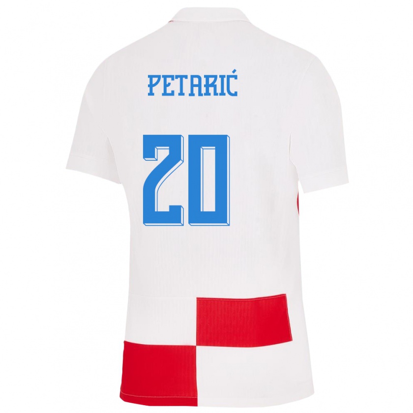 Kandiny Naisten Kroatia Nika Petaric #20 Valkoinen Punainen Kotipaita 24-26 Lyhythihainen Paita T-Paita