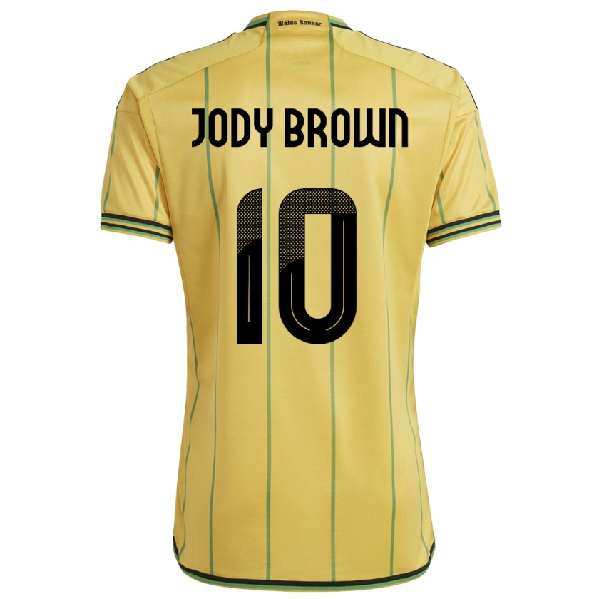 Kandiny Naisten Jamaika Jody Brown #10 Keltainen Kotipaita 24-26 Lyhythihainen Paita T-Paita