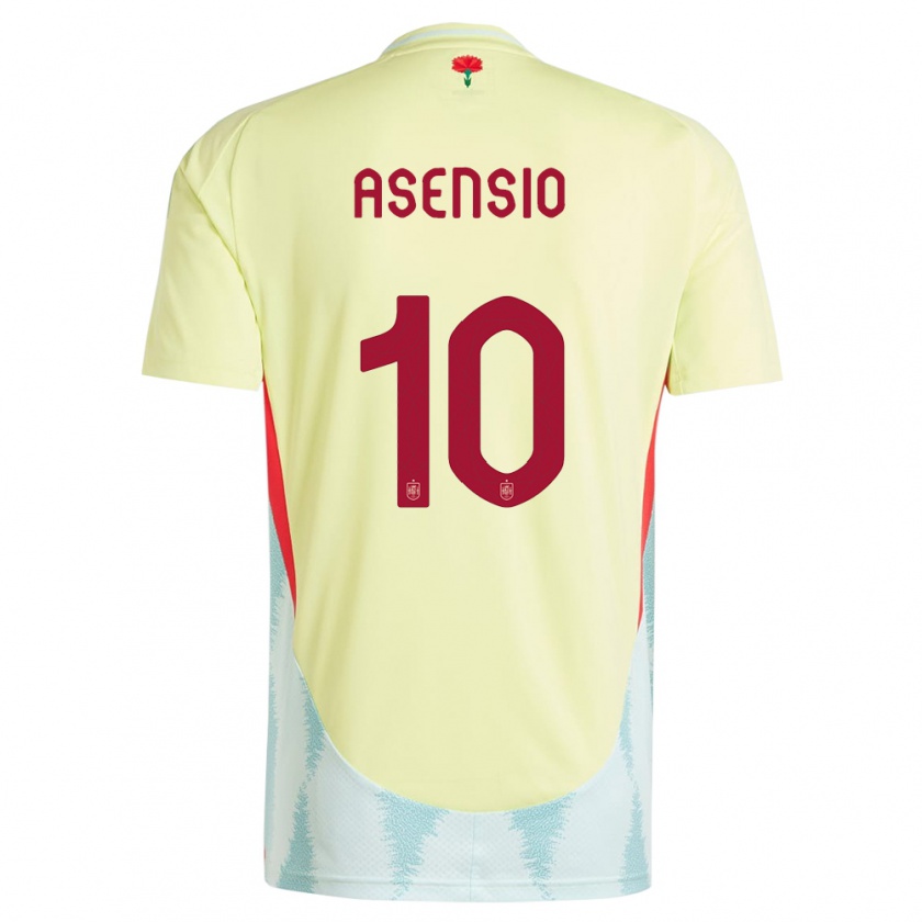 Kandiny Naisten Espanja Marco Asensio #10 Keltainen Vieraspaita 24-26 Lyhythihainen Paita T-Paita