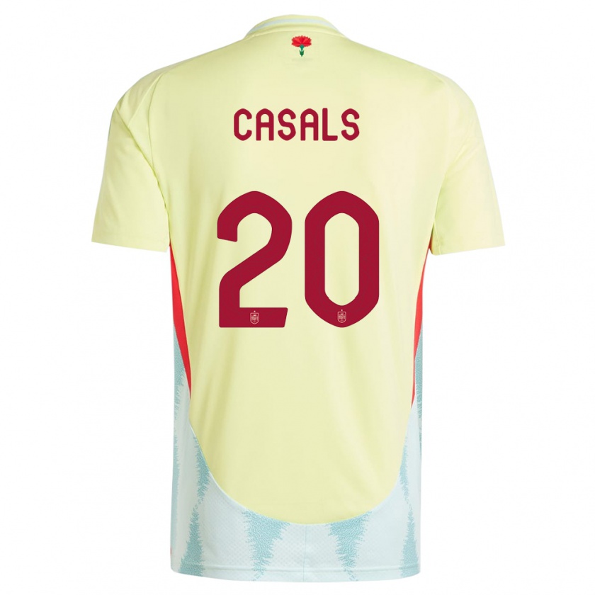 Kandiny Naisten Espanja Joel Casals #20 Keltainen Vieraspaita 24-26 Lyhythihainen Paita T-Paita
