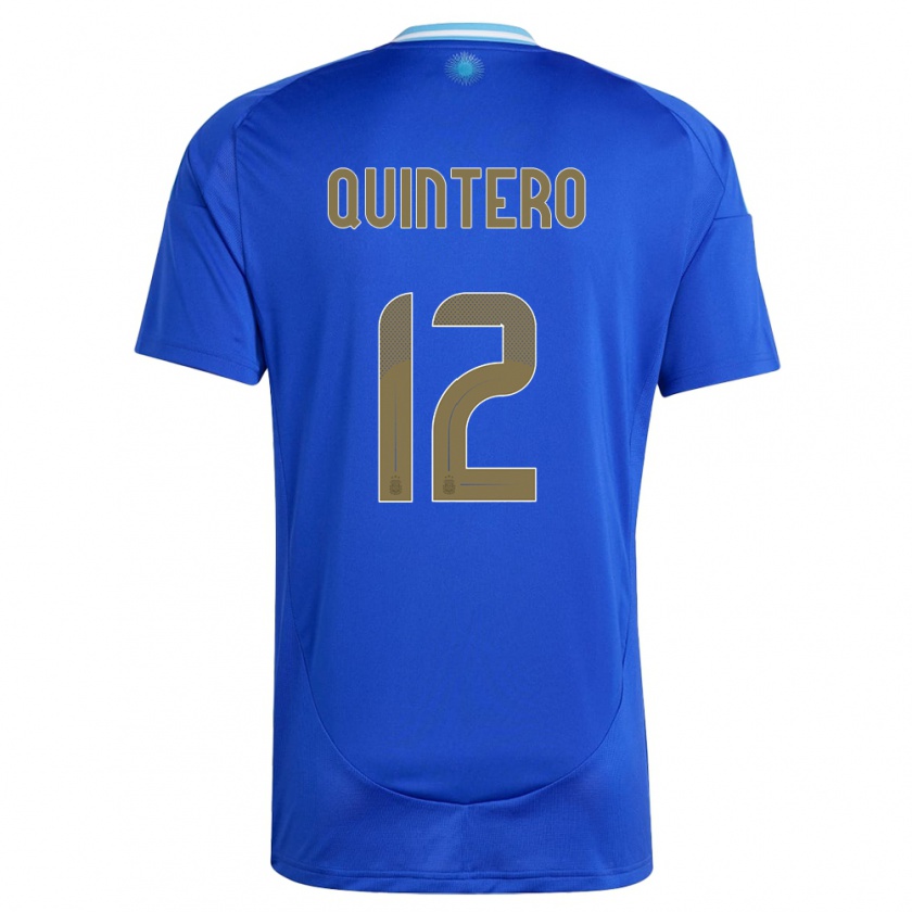 Kandiny Naisten Argentiina Valentino Quintero #12 Sininen Vieraspaita 24-26 Lyhythihainen Paita T-Paita