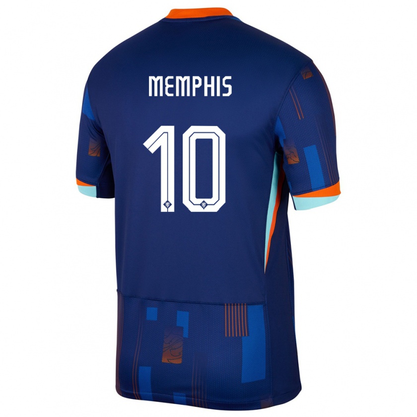 Kandiny Naisten Alankomaat Memphis Depay #10 Sininen Vieraspaita 24-26 Lyhythihainen Paita T-Paita