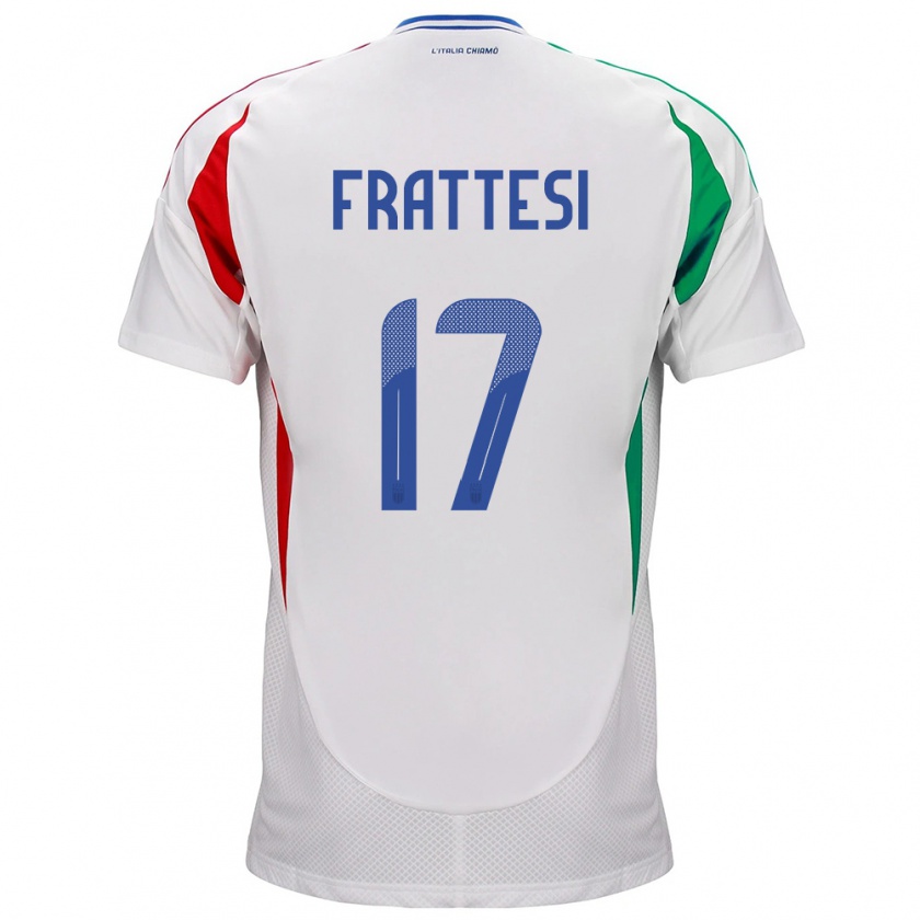 Kandiny Naisten Italia Davide Frattesi #17 Valkoinen Vieraspaita 24-26 Lyhythihainen Paita T-Paita