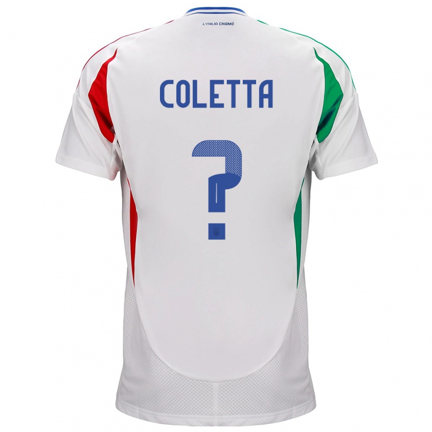 Kandiny Naisten Italia Federico Coletta #0 Valkoinen Vieraspaita 24-26 Lyhythihainen Paita T-Paita