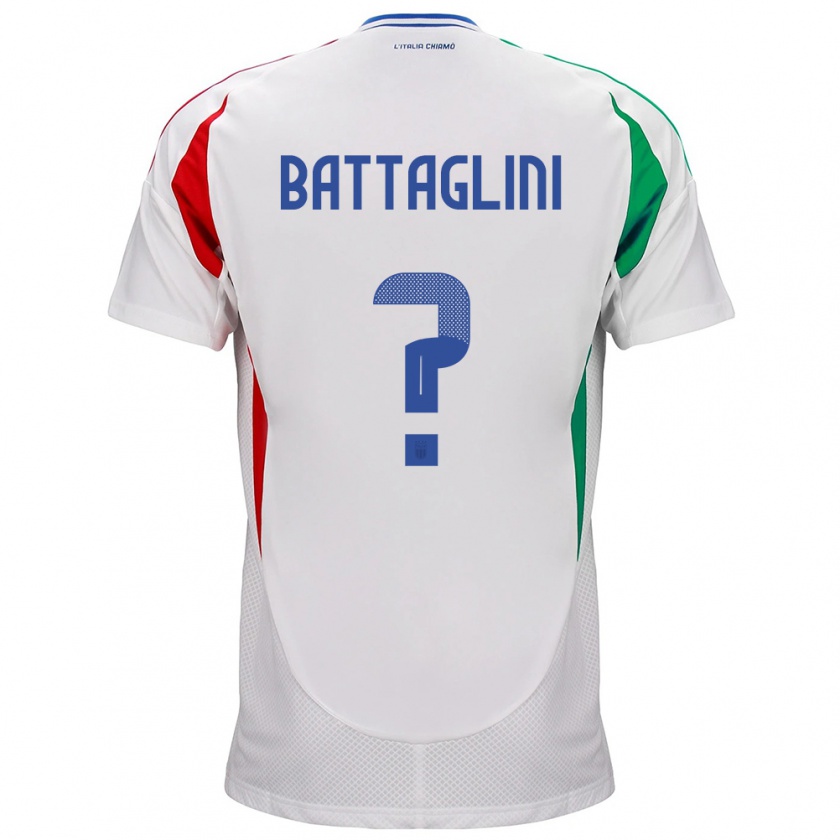 Kandiny Naisten Italia Pietro Battaglini #0 Valkoinen Vieraspaita 24-26 Lyhythihainen Paita T-Paita