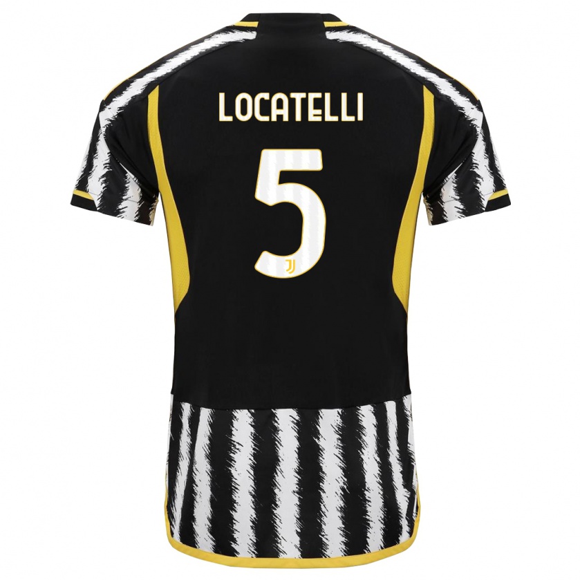 Kandiny Lapset Manuel Locatelli #5 Musta Valkoinen Kotipaita 2023/24 Lyhythihainen Paita T-Paita