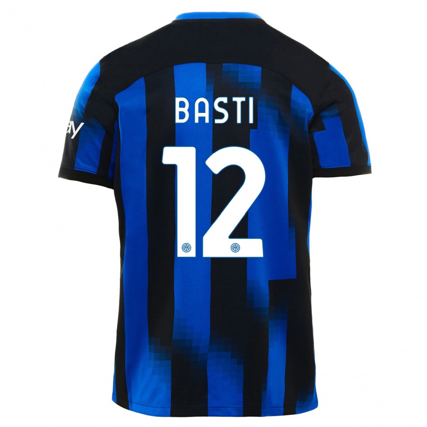 Kandiny Lapset Matteo Basti #12 Musta Sininen Kotipaita 2023/24 Lyhythihainen Paita T-Paita