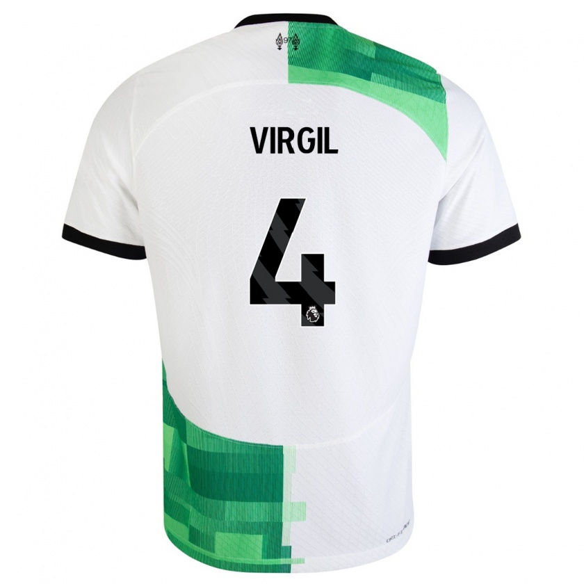 Kandiny Lapset Virgil Van Dijk #4 Valkoinen Vihreä Vieraspaita 2023/24 Lyhythihainen Paita T-Paita