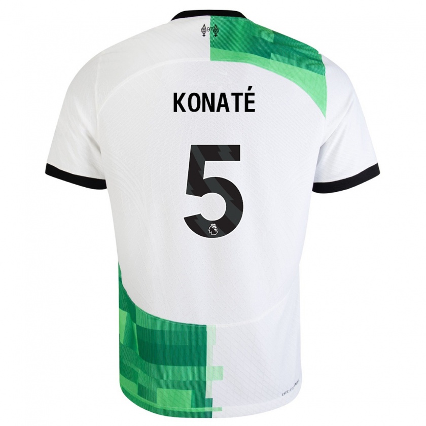 Kandiny Lapset Ibrahima Konaté #5 Valkoinen Vihreä Vieraspaita 2023/24 Lyhythihainen Paita T-Paita