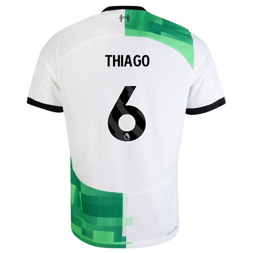 Kandiny Lapset Thiago #6 Valkoinen Vihreä Vieraspaita 2023/24 Lyhythihainen Paita T-Paita