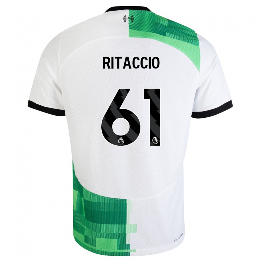 Kandiny Lapset Matteo Ritaccio #61 Valkoinen Vihreä Vieraspaita 2023/24 Lyhythihainen Paita T-Paita